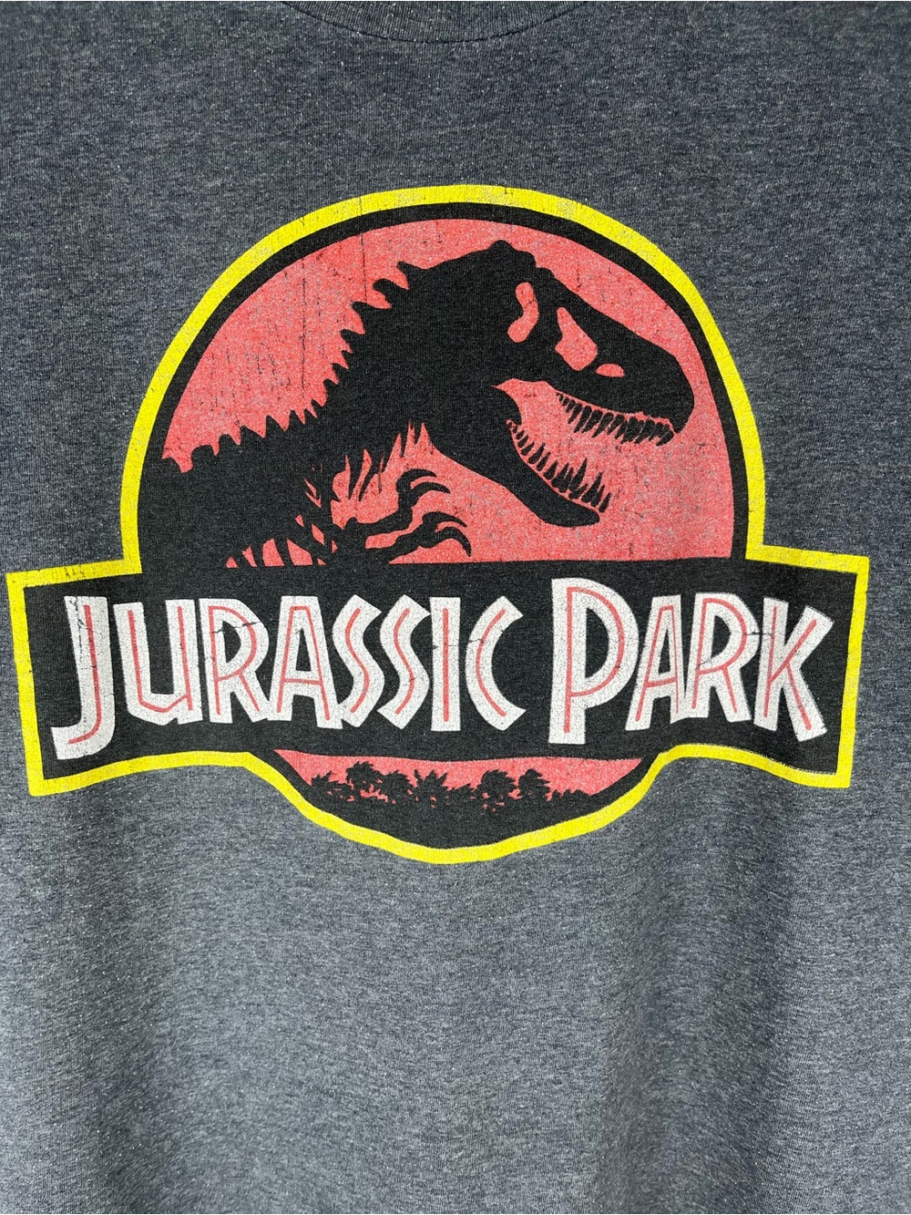Jurassic Park Logo Tee - Dark Gray with Red & Yellow Graphic - Picture 2 of 4